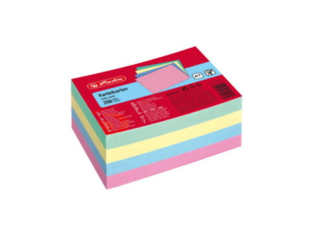 herlitz Fiches bristol, A7, ligné, assorti