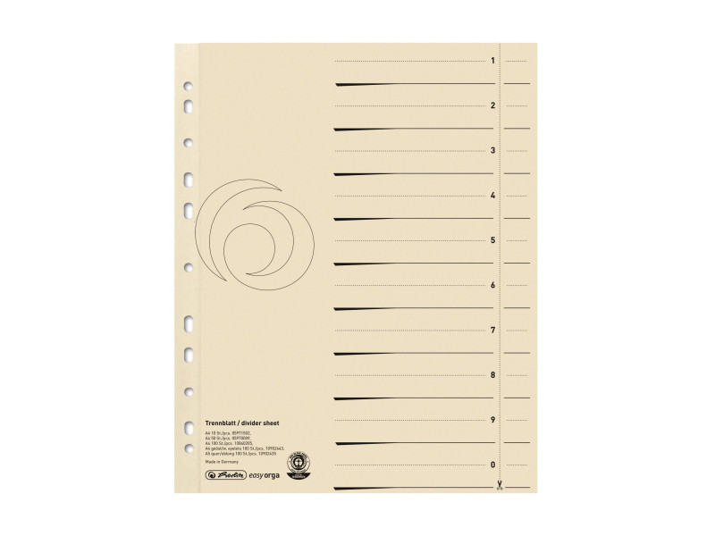 herlitz Intercalaires, A4 extra large, en carte lustrée
