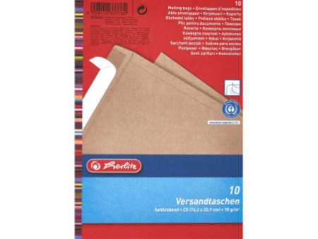 herlitz Enveloppe d'expédition, C5, sans fenêtre, marron