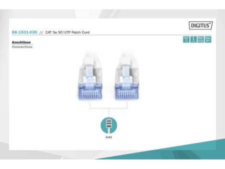 DIGITUS Câble patch Premium, Cat. 5e, SF/UTP, 3 m, gris