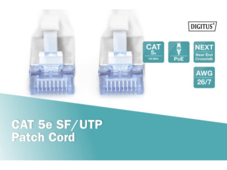 DIGITUS Câble patch Premium, Cat. 5e, SF/UTP, 15 m, gris