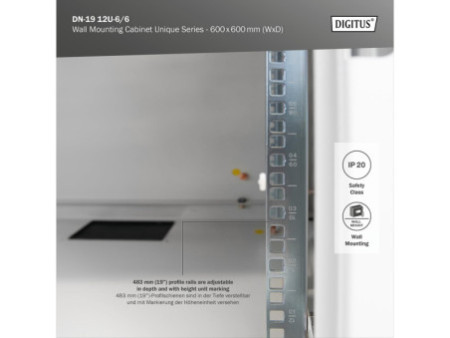 DIGITUS Coffret mural 19' Unique Line, 12 U, gris lumière