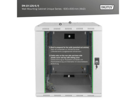 DIGITUS Coffret mural 19' Unique Line, 12 U, gris lumière
