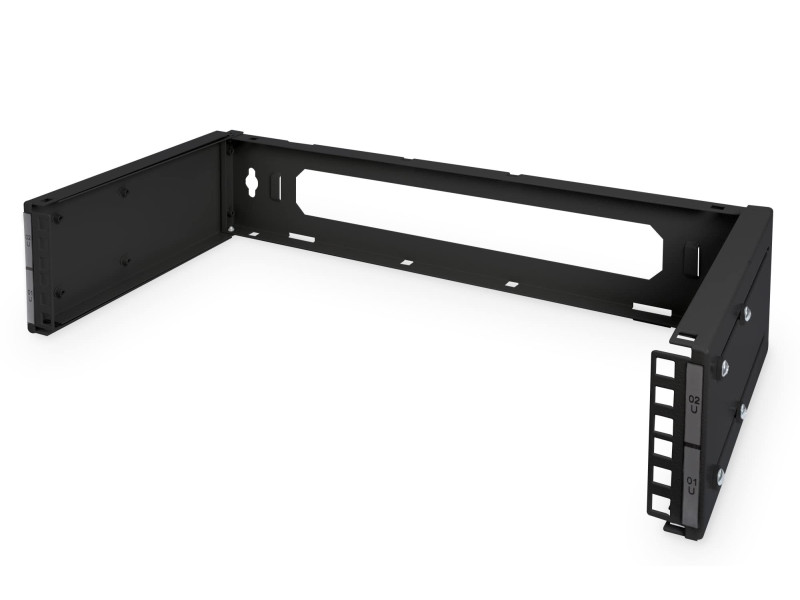 DIGITUS Support mural universel 19', 2 U, (RAL 9005), noir