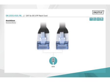 DIGITUS Câble patch Premium, Cat. 5e, SF/UTP, (BS77021), noi