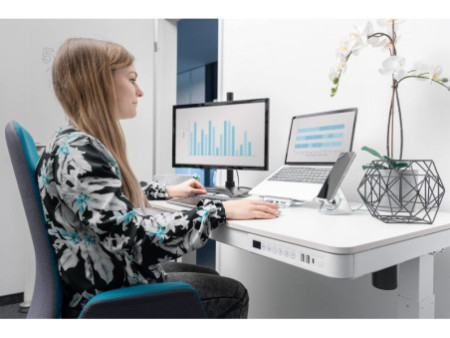 DIGITUS Bureau assis-debout, (L)1.200 mm, blanc
