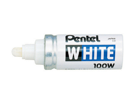 Pentel Marqueur permanent X100W, pointe ogive, 3,0 mm, blanc