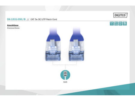 DIGITUS Câble patch Premium, Cat. 5e, SF/UTP, 5 m, bleu