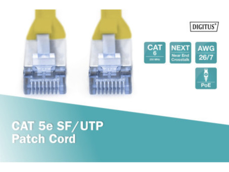DIGITUS Câble patch Premium, Cat. 5e, SF/UTP, 5 m, jaune