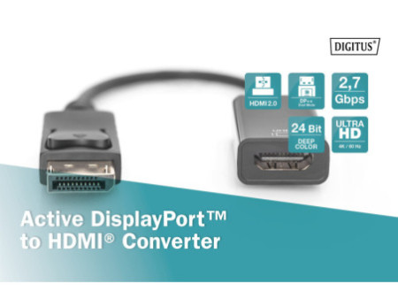 DIGITUS Adaptateur DisplayPort / convertisseur, 0,2 m