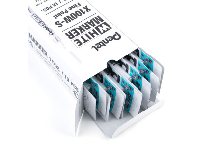 Pentel Marqueur permanent X100W, pointe ogive, 1,3 mm, blanc