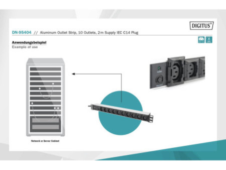 DIGITUS bloc multiprise 19', 10 ports, avec parasurtenseur