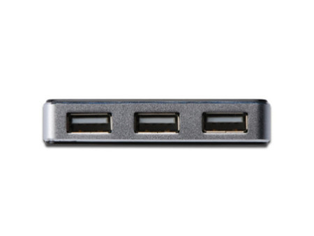 DIGITUS Mini hub USB 2.0, 4 ports, argenté, avec bloc d'ali.