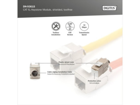 DIGITUS Module Keystone cat.6A, blindé, gris