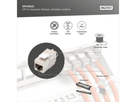 DIGITUS Module Keystone cat.6A, blindé, gris