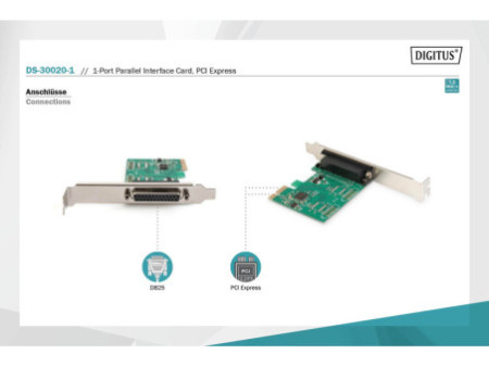 DIGITUS Carte PCI Express parallèle, 1 port + Low Profile