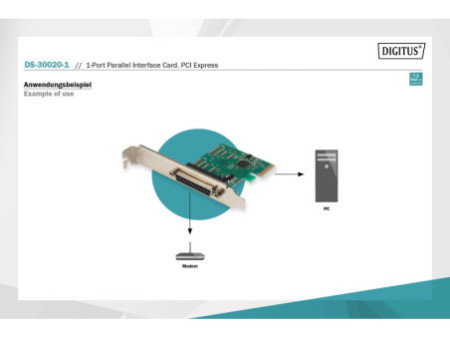 DIGITUS Carte PCI Express parallèle, 1 port + Low Profile