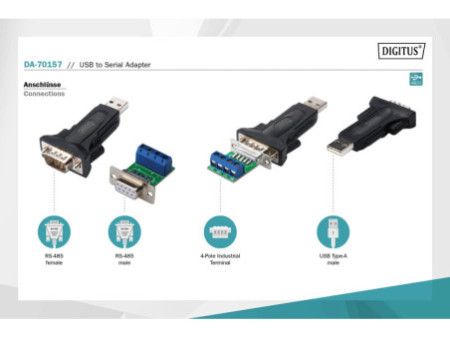 DIGITUS Adaptateur USB 2.0 - RS485, 3 Mbps