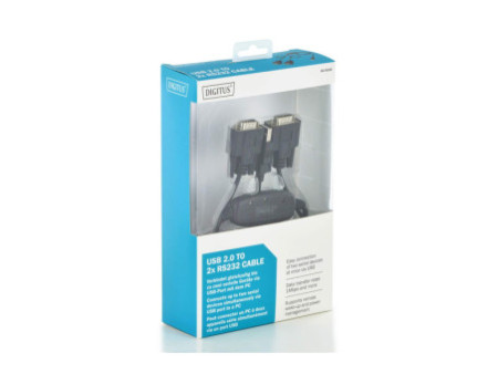 DIGITUS câble adaptateur USB 2.0 - 2 x RS232, 1 Mbps/sec