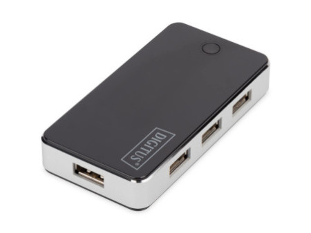 DIGITUS Hub USB 2.0, 7 ports, avec bloc d'alimentation, noir