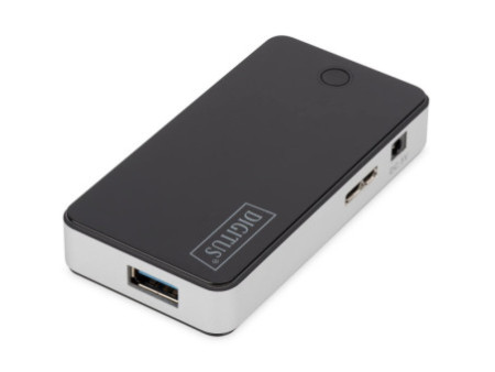 DIGITUS Hub USB 3.0, 4 ports, bloc d'alimentation incl, noir