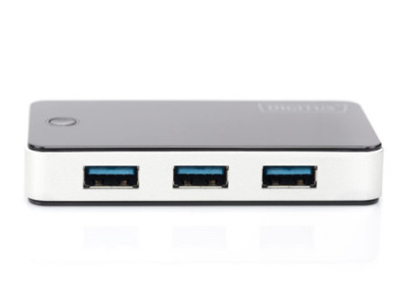 DIGITUS Hub USB 3.0, 4 ports, bloc d'alimentation incl, noir