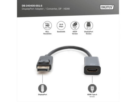 DIGITUS Adaptateur, DisplayPort - HDMI A femelle