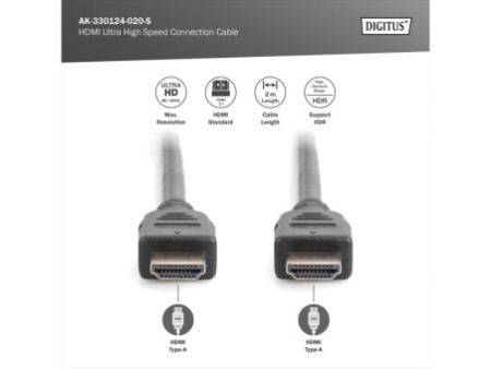 DIGITUS Câble de raccordement Ultra High Speed HDMI, 2,0 m