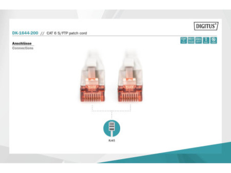 DIGITUS Câble de brassage, Cat. 6, S/FTP, 20,0 m, gris