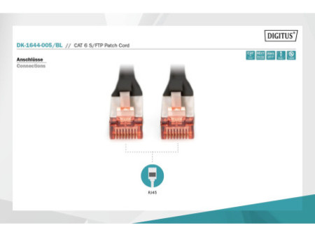 DIGITUS Câble de brassage, Cat. 6, S/FTP, 0,5 m, noir