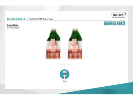 DIGITUS Câble de brassage, Cat. 6, S/FTP, 10,0 m, vert