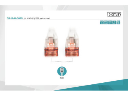 DIGITUS Câble de brassage, Cat. 6, S/FTP, 0,25 m, gris