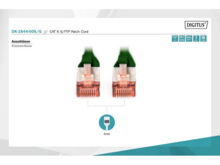 DIGITUS Câble de brassage, Cat. 6, S/FTP, 0,5 m, vert
