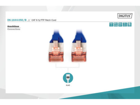 DIGITUS Câble de brassage, Cat. 6, S/FTP, 5,0 m, bleu