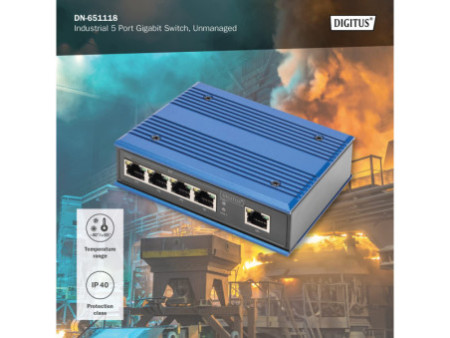 DIGITUS Commutateur industriel Gigabit, 5 ports, Unmanaged