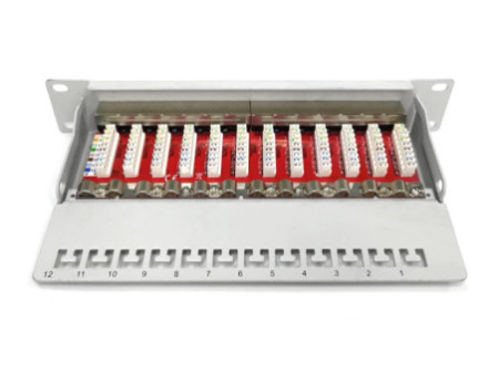 DIGITUS Panneau de brassage 10' Cat.6A, blindé, 12 ports, 1U