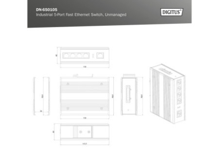 DIGITUS Commutateur industriel Fast Ethernet, 5 ports