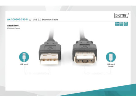 DIGITUS Rallonge USB 2.0, 3,0 m