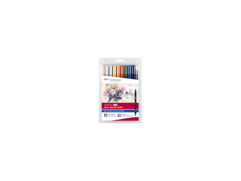 Tombow Feutre double pointe 'ABT DUAL BRUSH PEN', set de 10