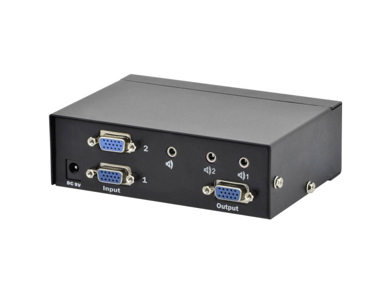 DIGITUS Switch VGA, 2 ports, 250 MHz, boîtier en métal, noir