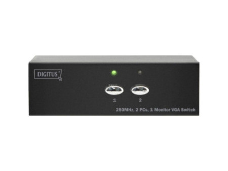 DIGITUS Switch VGA, 2 ports, 250 MHz, boîtier en métal, noir