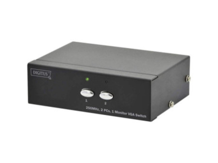 DIGITUS Switch VGA, 2 ports, 250 MHz, boîtier en métal, noir