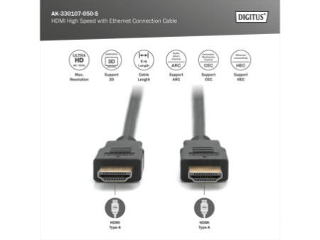 DIGITUS Câble HDMI pour moniteur,mâle 19 broches à mâle, 5 m