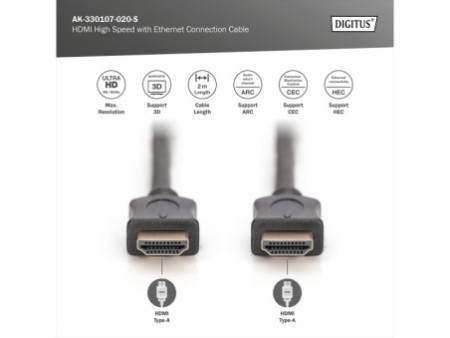 DIGITUS Câble HDMI pour moniteur,fiche mâle à 19 broches