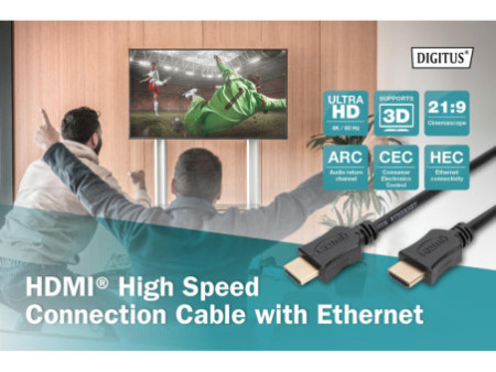 DIGITUS Câble HDMI pour moniteur,fiche mâle 19 broches -