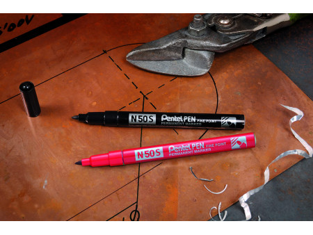 Pentel Marqueur permanent N50S, pointe ogive, étui de 4