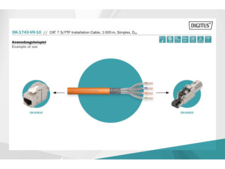 DIGITUS Câble d'installation, Cat.7, S/FTP, 1000m tambour