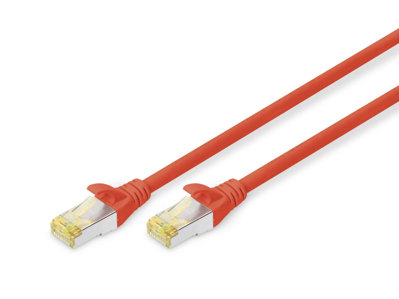 DIGITUS Câble de brassage Cat.6A, S/FTP, 0,5 m, rouge