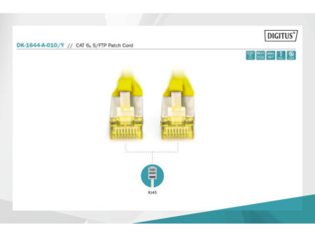 DIGITUS Câble de brassage Cat.6A, S/FTP, 1,0 m, jaune