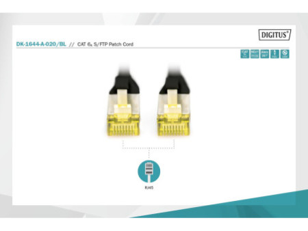 DIGITUS Câble de brassage Cat.6A, S/FTP, 2,0 m, noir